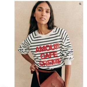 Sezane Amour Cafe Creme Striped Sweatshirt